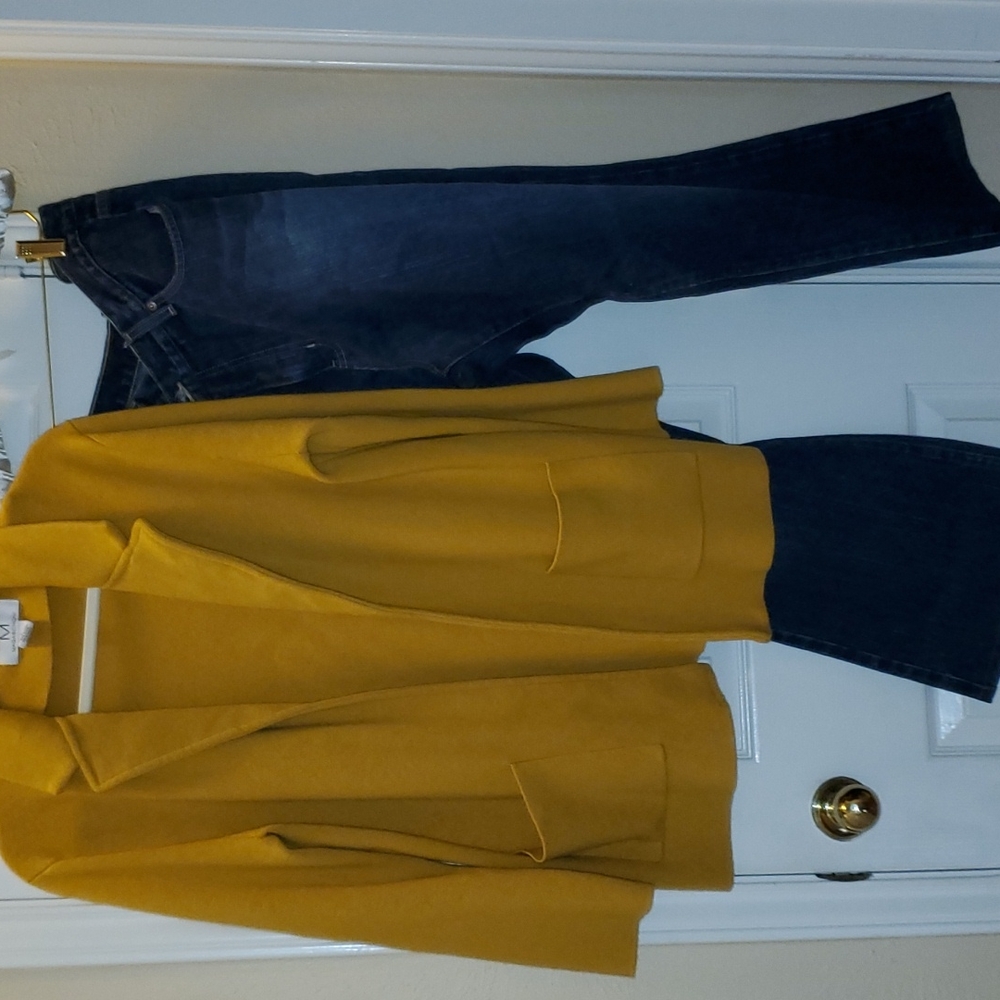 Sweater jacket and jeans